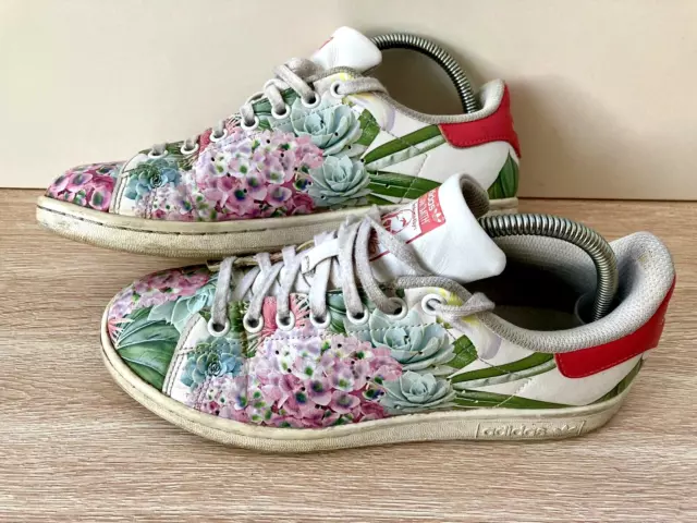 Adidas Stan Smith White & Floral Women's Trainers Flats Size UK 6 #AQ4727