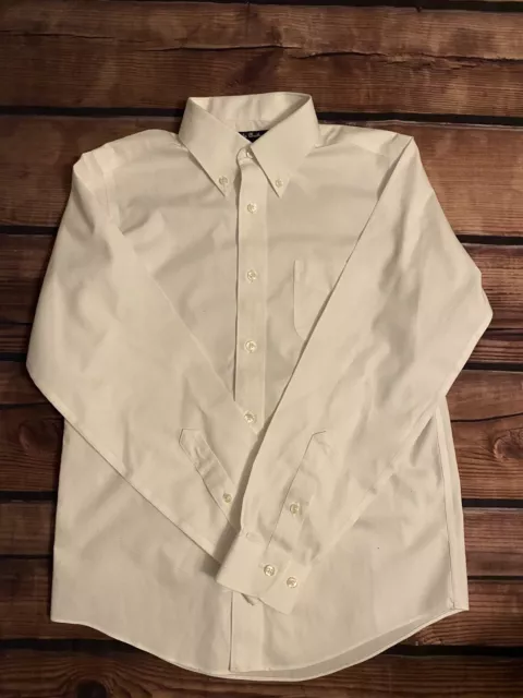 Brooks Brothers Boys Non-Iron Supima Pinpoint Cotton Dress Shirt Sz 12 kids