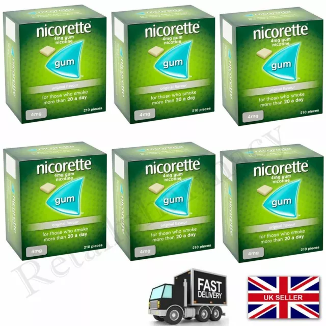 Nicorette Original Flavour Gum 4mg  (210 Pieces)   Pack 6 Expiry Dec -2025