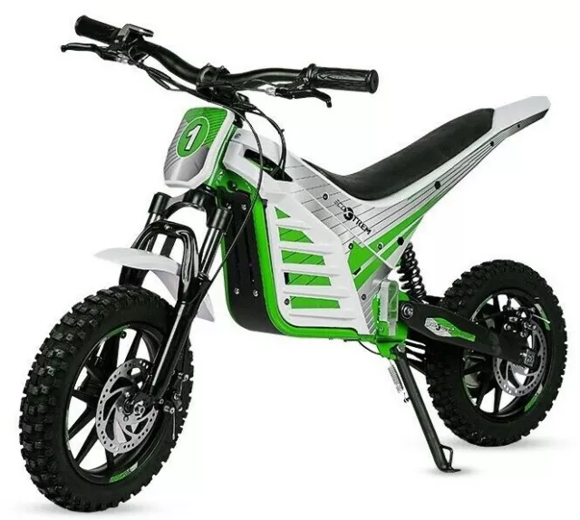 Mini moto electrica moto cross trial bateria 1000w de 36v infantil blanca verde