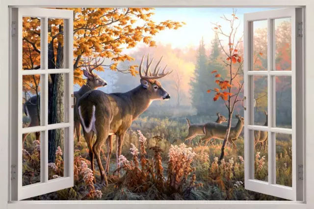 Whitetail Deer Window View Decal WALL STICKER DIY Decor Art Mural Animals