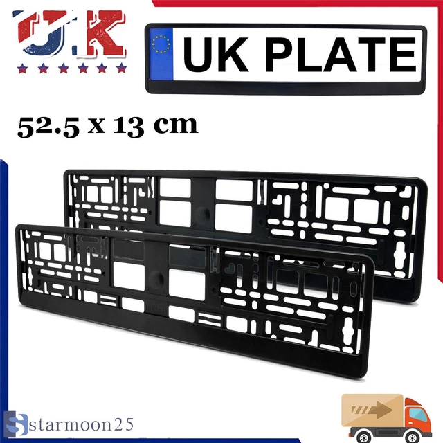 2 X BLACK Number Plate Holder Licence Plate Surround Frame ABS PC O2 £7 ...