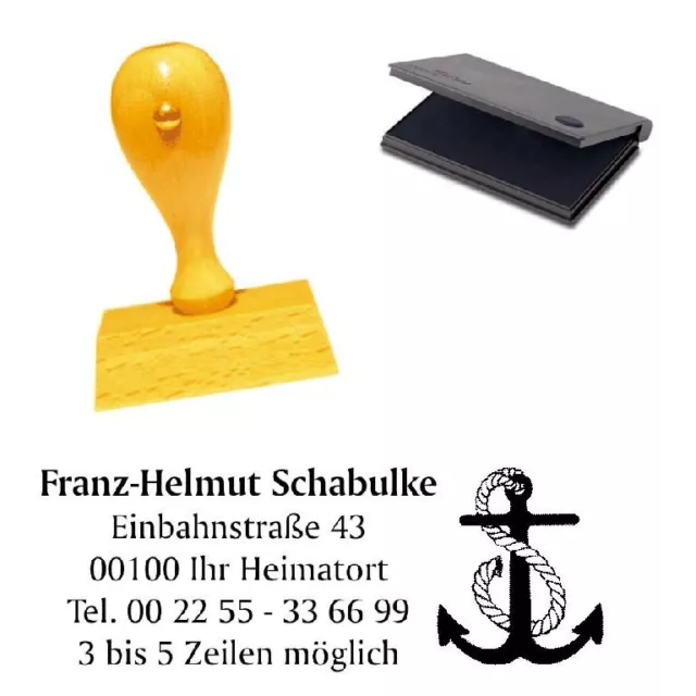 Adressenstempel ANKER mit Stempelkissen - Firmenstempel für Schifffahrt Kapitän