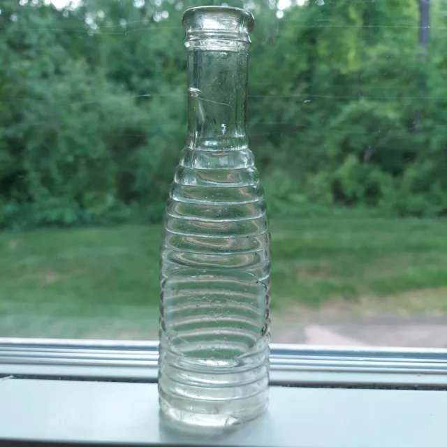 Antique Clear Beehive Sauce Bottle BIM Nice Trapped Bubbles