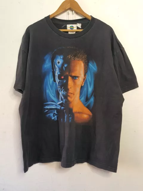 Vintage Terminator 2 Shirt Mens Extra Large Black T2 3D Universal Studios 1990s