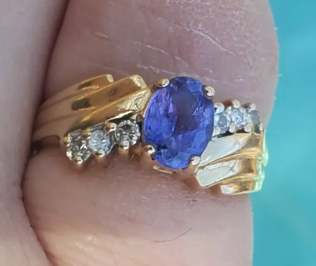 LeVian 14k Honey Gold, Tanzanite & Diamond Ring (3.9g). Size 6.75 (OGJ2106)