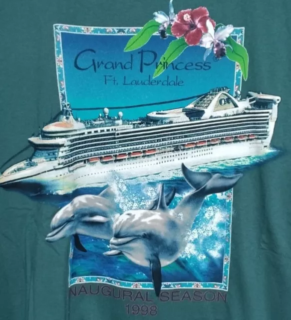 Grand Princess Cruise Line INAUGURAL SEASON Dolphins Men's Sz L VINTAGE 90s