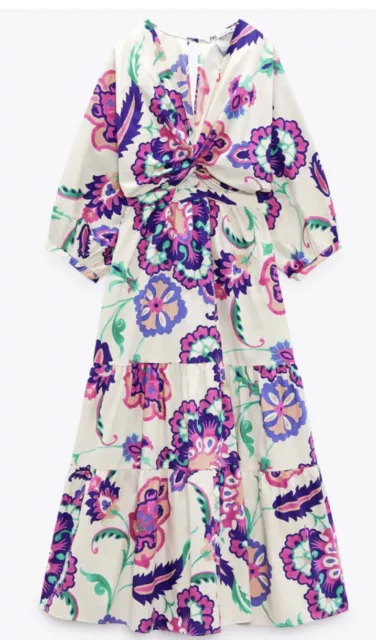 Zara New Collection Poplin Print Dress 3096/221 Bnwt Size Xs