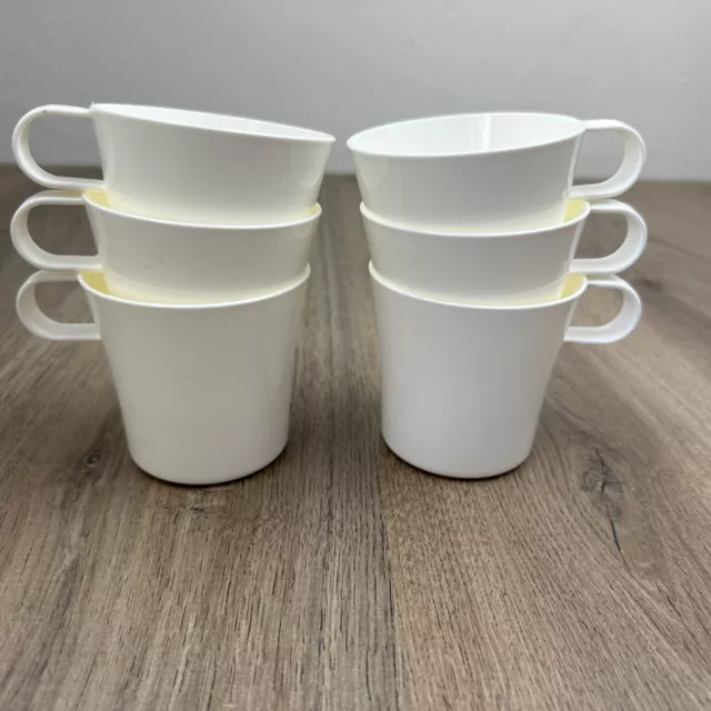 Set Of 6 Vintage Decor Australia Cups White Plastic Picnic Barbecue Caravan 90s