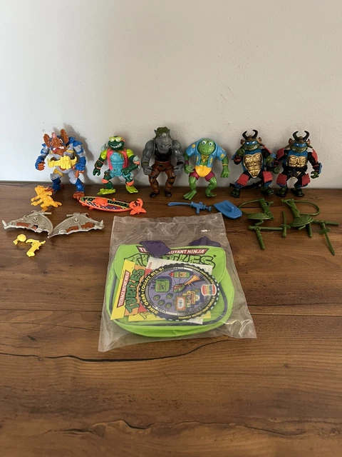 Vintage TMNT Lot Of 6 Teenage Mutant Ninja Turtles Action Figures & Accessories