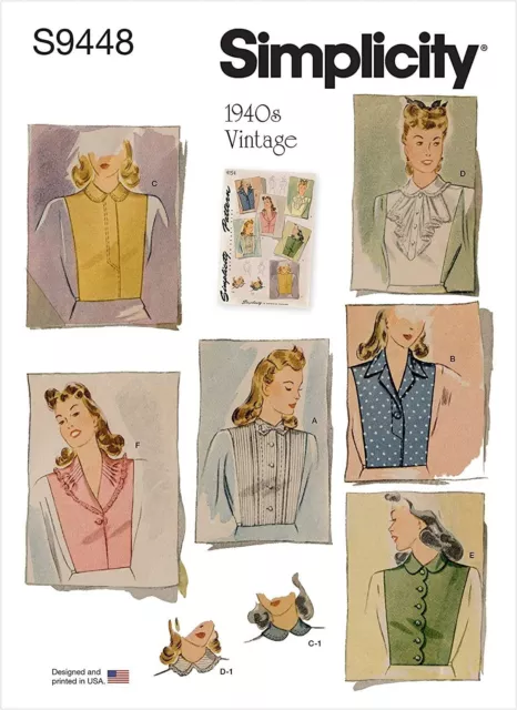 Simplicity Sewing Pattern 9448 11269 Dickey Collars Misses Size S-L