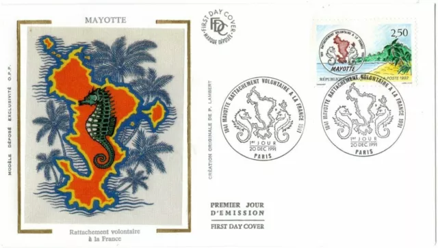 2735+ FDC  ENVELOPPE 1er JOUR  SUR  SOIE   MAYOTTE