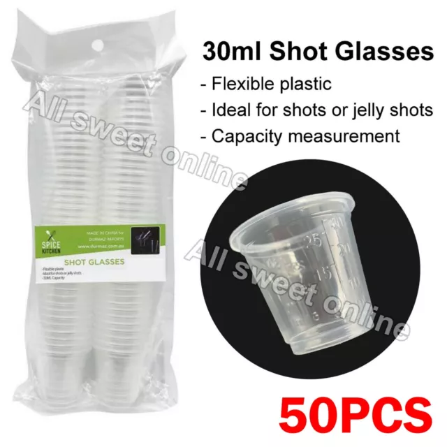 50Pcs 30Ml Clear Shot Glasses Plastic Mini Cup Jelly Shot Party Catering Event