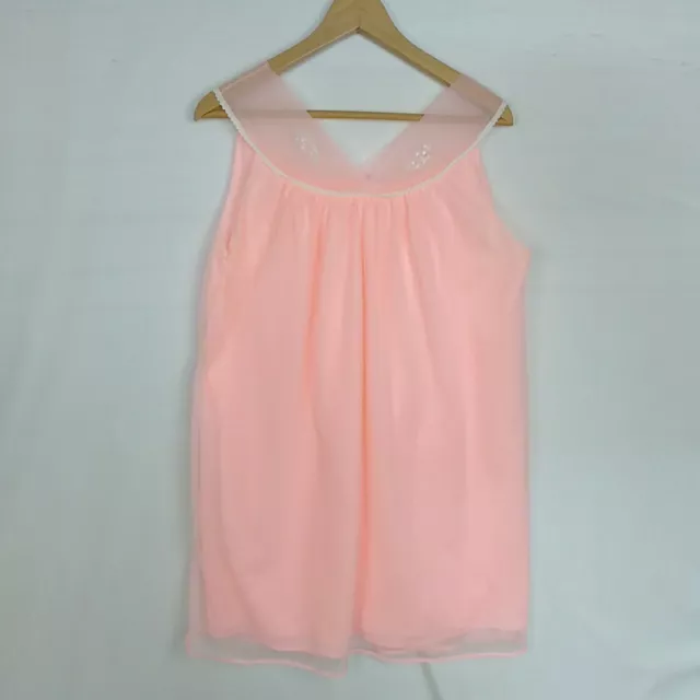 Women's Vintage Nightie Pink Nylon Size Small Sleepwear