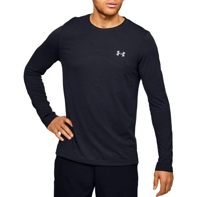 Camicia da uomo nera Under Armour senza cuciture top a maniche lunghe UA HeatGear aderente