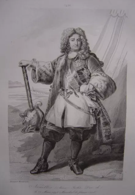 Grande gravure Portrait de Anne Jules Duc de NOAILLES Maréchal de France