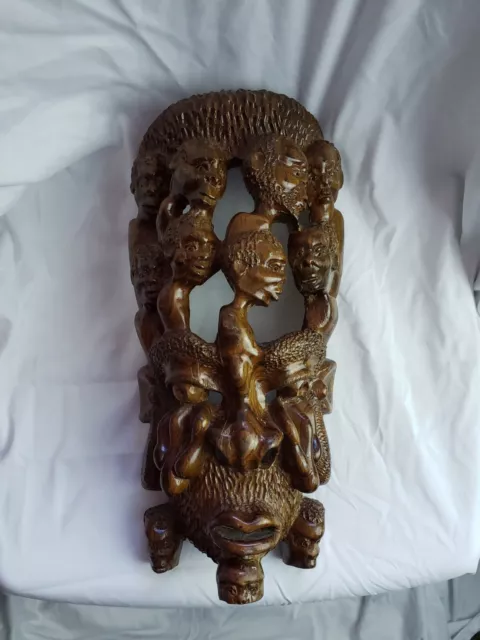 Makonde Hand-carved Ebony Wood Mask Tanzania Africa Handmade Unique Rare OOAK