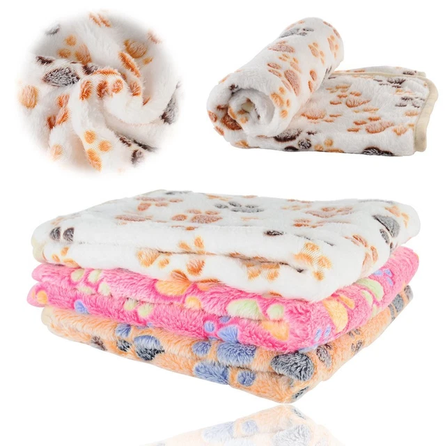 Puppy Blanket for Pet Cushion Small Dog Cat Bed Soft Warm Sleep Mat Paw Print