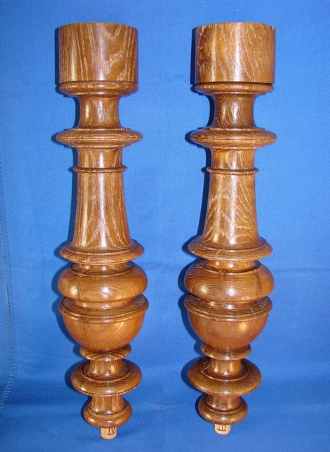 Pair Columns Recovery Architectural Carved oak Wood - Poles / Pedestals - N°3