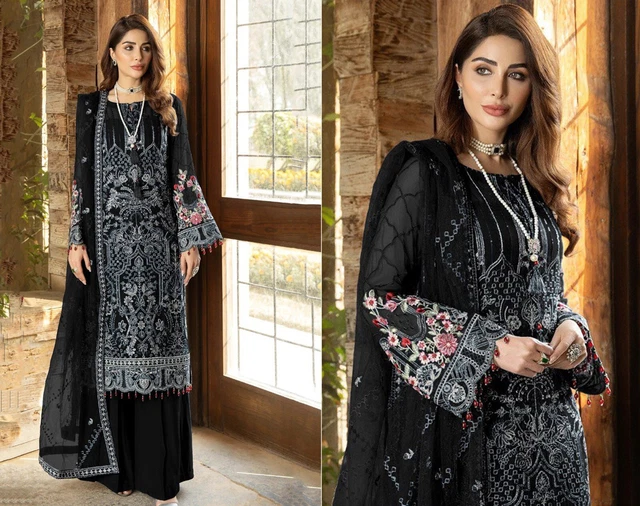 Party Wear Black Salwar Kameez Pakistani Party Wear Dress Wedding Suit Plazzo