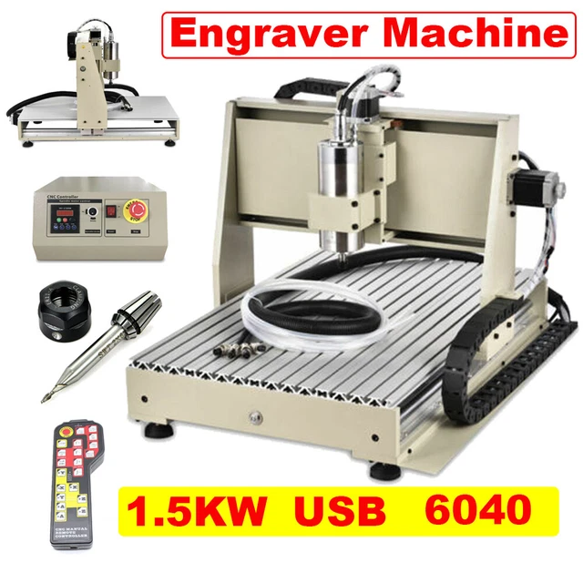 USB 3 Axis 1500W VFD CNC 6040 Router Desktop Engraver Mill Metal 3D DIY Machine