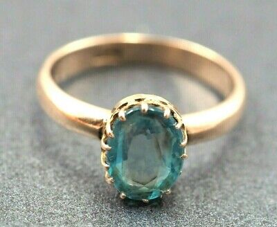 Topaz & 9ct Yellow Gold  Ring Fine Engagement Wedding Jewellery Band Size J 1/4