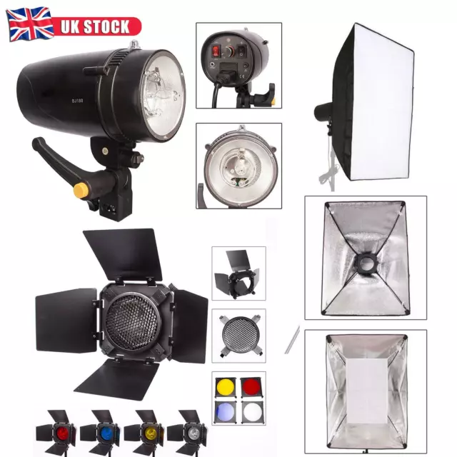 Strobe Flash 150W Studio Light Umbrella Barndoor 5500K Dimmable Photography UK