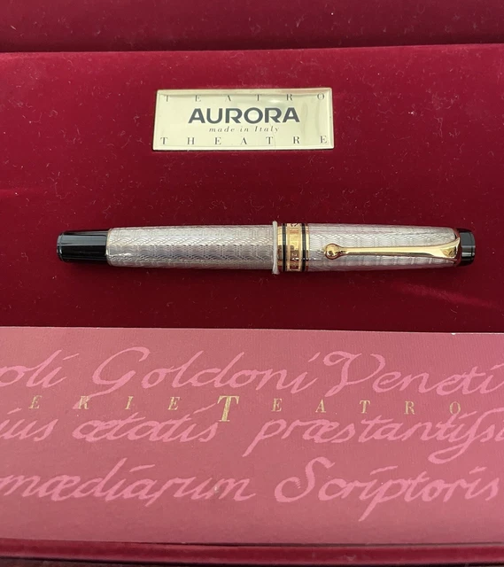Aurora Goldini ~ Sterling Fountain Pen “ Theater” ~ Limited ~Boxes Orig. $1250 Aurora Goldini ~ Sterling Fountain Pen “ Theater” ~ Limited ~Boxes Orig. $1250