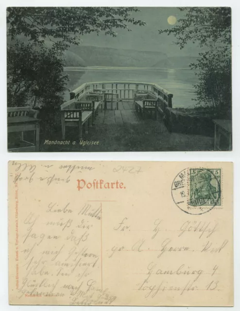 86051 - Mondnacht a. Ugleisee - Ansichtskarte, gelaufen 19.7.1909