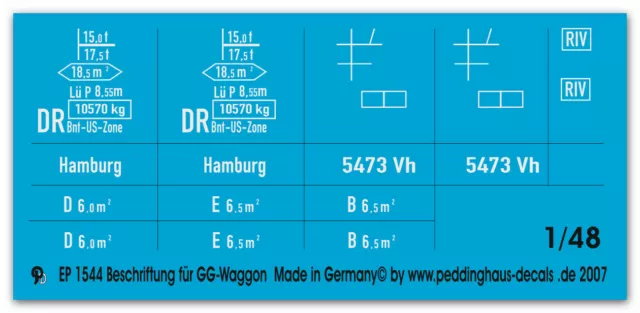 Peddinghaus Decals 1/48 1544 Beschriftung für GG Waggon mit Bremserhaus