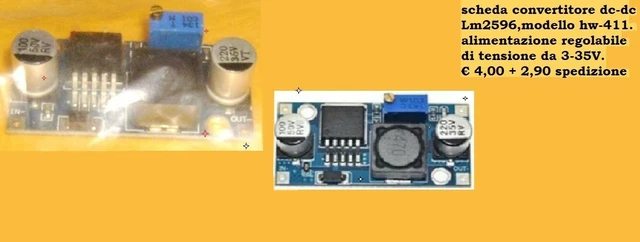 scheda convertitore dc.dc. regolazione da 3 a 35V. Lm2596 / hw-411