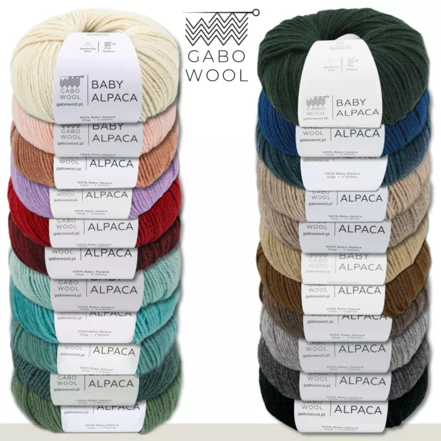 Gabo Wool 6 x 50 g Baby Alpaca 100% Baby Alpaka Stricken Wolle Garn 22 Farben