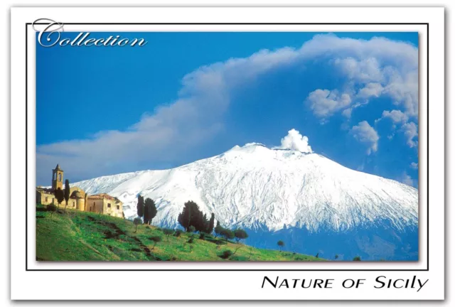 CARTOLINA DA COLLEZIONE NATURA SICILIA - Monte Etna con la Neve