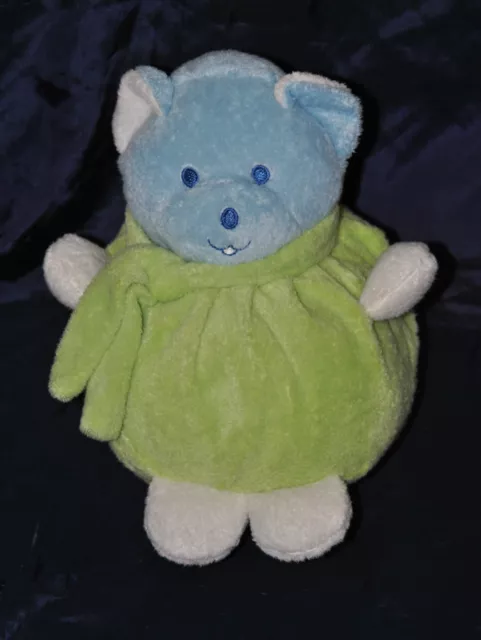 Peluche Doudou Ours Vert Blanc Bleu MUSTELA MUSTI Boule Echarpe 22 Cm TTBE