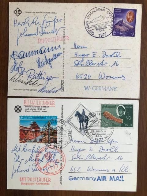 2 X Nepal Old Postcard Collection German Himalayan Expedition To Germany 1977 !!