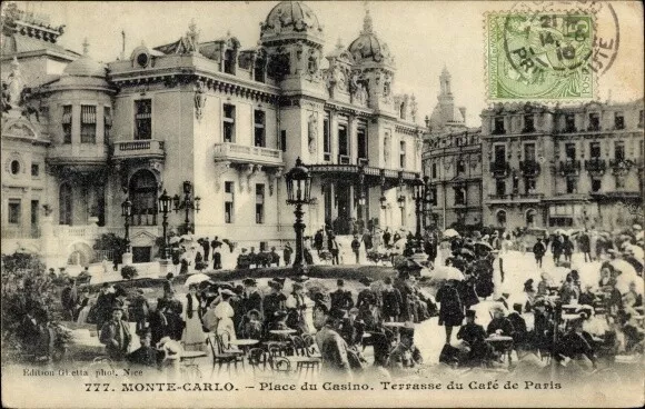 Ak Monte Carlo Monaco, Place du Casino, Terrasse du Cafe de Paris - 3830256