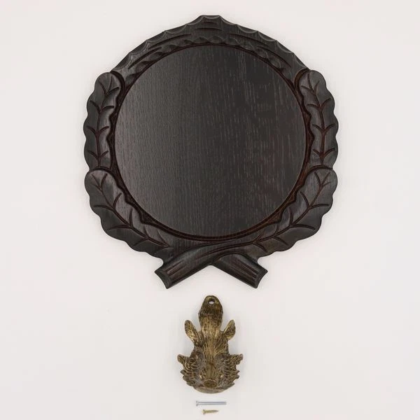Placa de Jabalí Tallado Oscuro Af 19 CM Con 1 Pieza Cabeza Decoración Grande 3