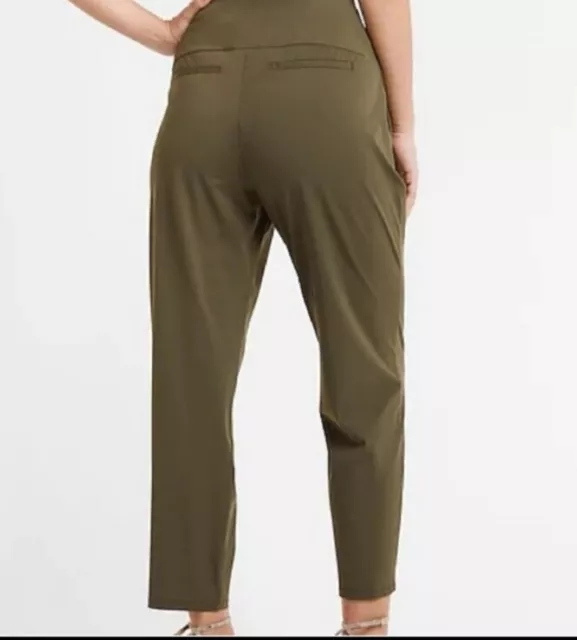 NUEVOS CON ETIQUETAS PANTALONES AJUSTADOS DE DOBLE PUNTO EXPRESS Verde DE ALTURA MEDIA TALLA XL 2