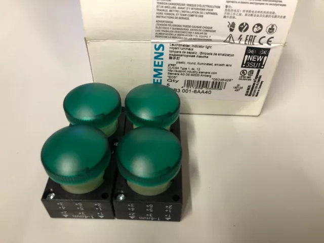 4x Siemens Leuchtmelder Indicator Light Grün Green 3SB3 001-6AA40 3SB3001-6AA40