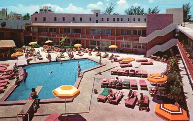 Postcard FL Miami Beach Motel Ankara Pool Posted 1956 Chrome Vintage PC J2644