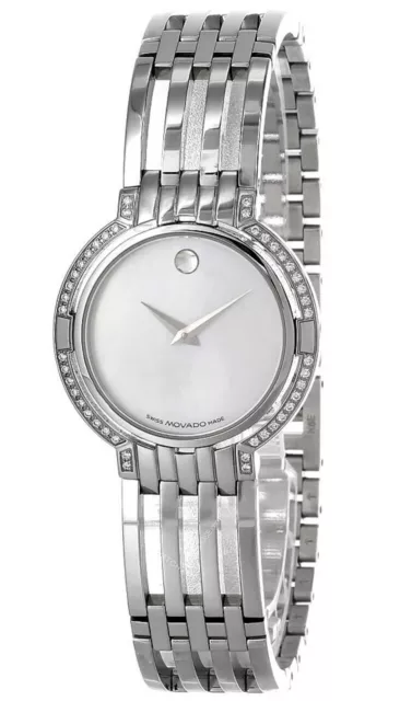 MOVADO Bianco Mop Quadrante S-Acciaio Bracciale Orologio Donna 84-A1-1822S