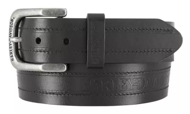 Harley-Davidson Men's Road Trip H-D Genuine Leather Belt - Antique Nickel Buckle