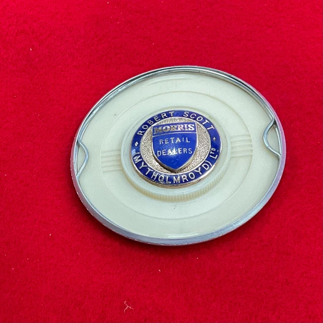 Vintage Tax Disc Holder Dealer Suppliers Plate Robert Scott MYTHOLMROYD Morris 2