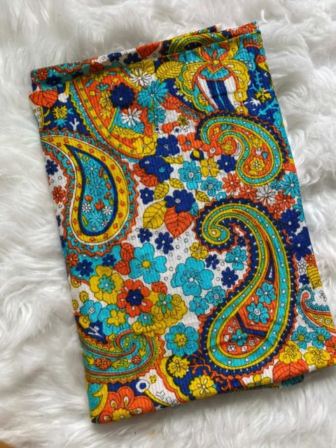 Vintage Retro 70s groovy psychedelic floral and paisley fabric!