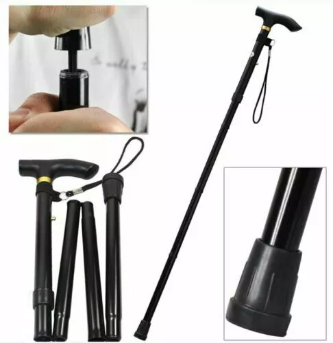 Lightweight Easy Folding Aluminium Walking Stick Cane, Height Adjustable