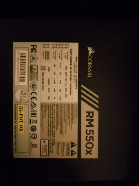 Corsair RM550x 80 PLUS Gold 550 W Fully Modular ATX Power Supply CP-9020177-UK