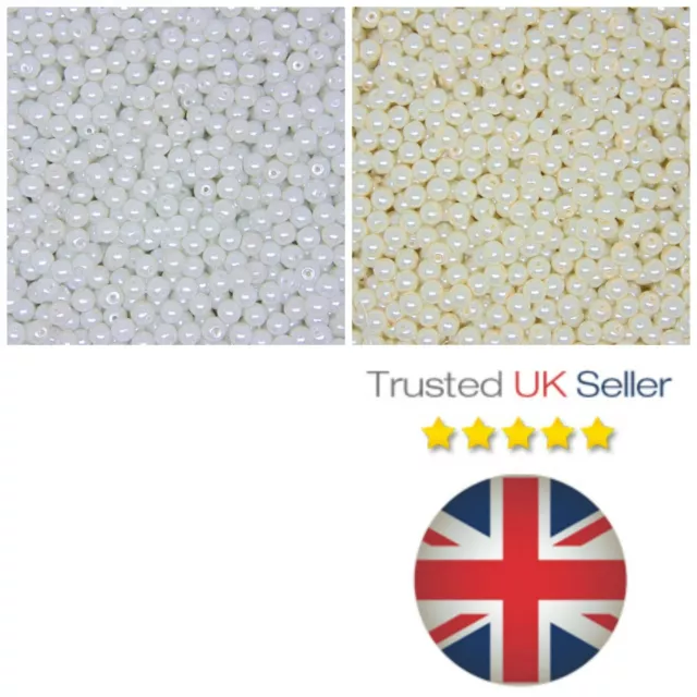 White or Ivory Glass Pearl Beads Bridal Wedding Pearls Bride 4mm 6mm 8mm 10mm ML