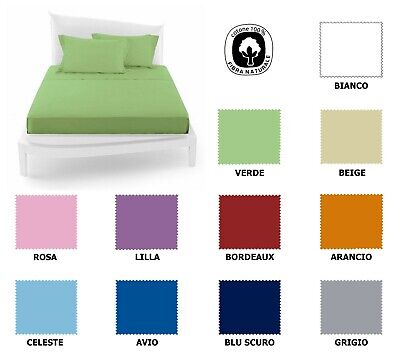 Lenzuola Cotone Puro 100% Matrimoniale Tinta Unita Sotto Sopra 2 Federe Vari Colori Offerta Beige, Matrimoniale 
