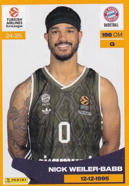 PANINI 2024-25 EUROLEAGUE Sticker FC Bayern Munich No. 187 Nick Weiler ...
