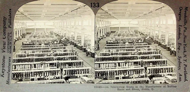 Rubber Shoe & Boot Factory Akron Ohio Photograph Keystone Stereoview Card 2